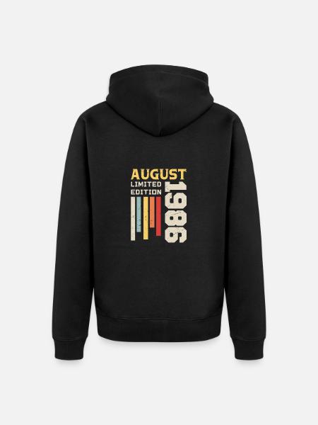 August 1986 - Fødselsdagsgave August 1986 August - Premium økologisk unisex-hættejakke - sort