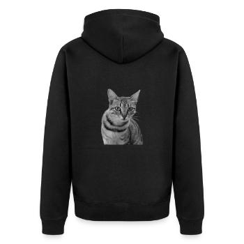 Cat white-black Cat black and white - Unisex Premium Organic Zip Hoodie - black - Back - Nico (187cm)