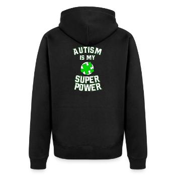 Autism T-Shirt Gift Idea Birthday Funny - Unisex Premium Organic Zip Hoodie - black - Back - Nico (187cm)