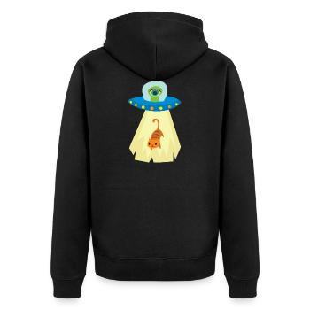 UFO cat abduction - Unisex Premium Organic Zip Hoodie - black - Back - Nico (187cm)