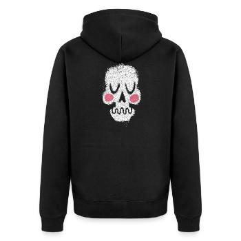 skull totenkopf zombie halloween - Unisex Premium Bio Zip Hoodie - Schwarz - Hinten - Nico (187cm)