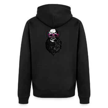 Tod Kopf kahl hipster Schädellogo Anarchie SLU - Unisex Premium Bio Zip Hoodie - Schwarz - Hinten - Nico (187cm)