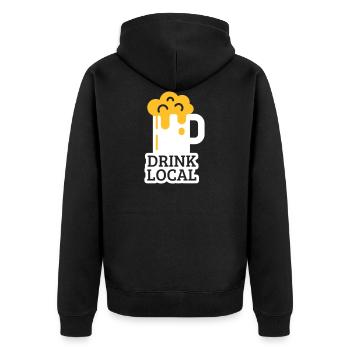 drink local - Unisex Premium Bio Zip Hoodie - Schwarz - Hinten - Nico (187cm)