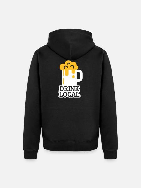 drink local - Unisex Premium Organic Zip Hoodie - black
