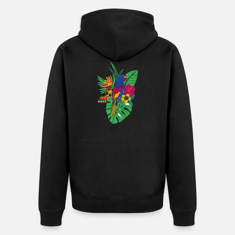gaya fleur perroquet - Veste à capuche bio Premium Unisexe - noir