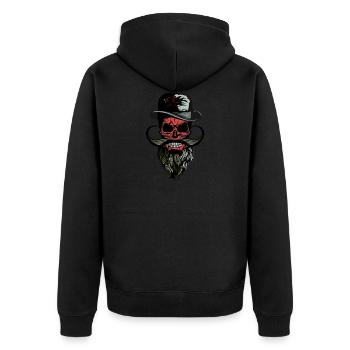 head of death hipster hat panther bearded mustache - Unisex Premium Organic Zip Hoodie - black - Back - Nico (187cm)