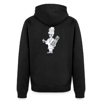 Hallo Helmut Mallorca (Schwarz-Weiß) - Unisex Premium Bio Zip Hoodie - Schwarz - Hinten - Nico (187cm)