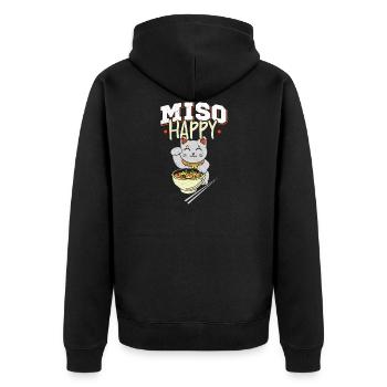 Miso Happy Japanisch Japanisches Essen Manekineko - Unisex Premium Bio Zip Hoodie - Schwarz - Hinten - Nico (187cm)