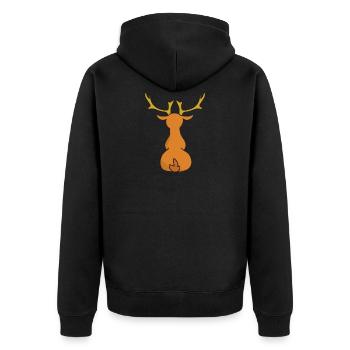 Lustiges Rentier Weihnachten Christmas Xmas - Unisex Premium Bio Zip Hoodie - Schwarz - Hinten - Nico (187cm)