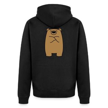 Schmollender Bär - Unisex Premium Bio Zip Hoodie - Schwarz - Hinten - Nico (187cm)