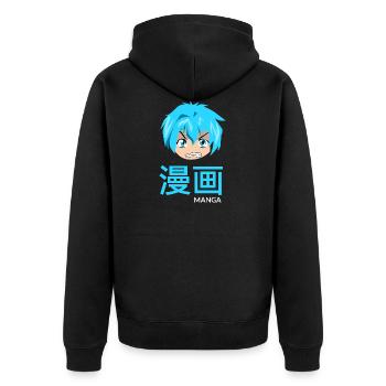 manga blue - Unisex Premium Organic Zip Hoodie - black - Back - Nico (187cm)