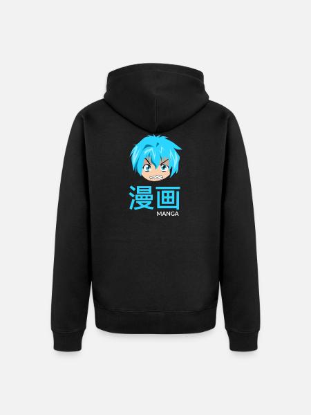 manga blue - Unisex Premium Organic Zip Hoodie - black