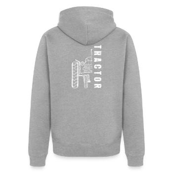 traktor pulling - Unisex Premium Bio Zip Hoodie - Grau meliert - Hinten - Nico (187cm)