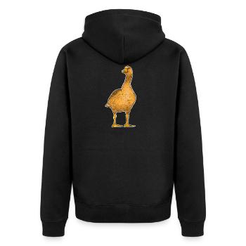 Orangene Gans - Unisex Premium Bio Zip Hoodie - Schwarz - Hinten - Nico (187cm)