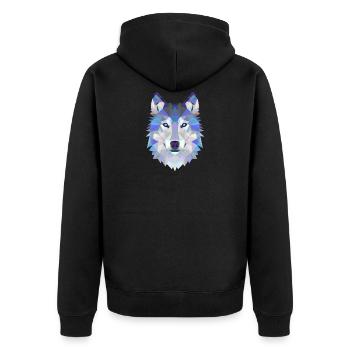 Wolf Dog Polygon 3D Animal Gift Idea Geometry - Unisex Premium Organic Zip Hoodie - black - Back - Nico (187cm)