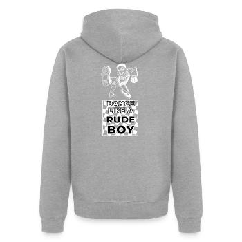 Dansez comme un Rude Boy Ska Beer Punk Party - Veste à capuche bio Premium Unisexe - gris chiné - Dos - Nico (187cm)