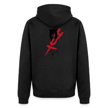 Anie Manga Gamer Zocker Spieler Katze Zocken - Unisex Premium Bio Zip Hoodie - Schwarz - Hinten - Nico (187cm)