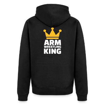 Armdrücken - Unisex Premium Bio Zip Hoodie - Schwarz - Hinten - Nico (187cm)