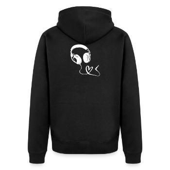 Musique Amour - Écouteurs - Veste à capuche bio Premium Unisexe - noir - Dos - Nico (187cm)