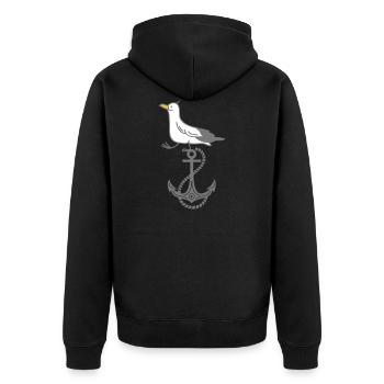 Anchor and seagull - Unisex Premium Organic Zip Hoodie - black - Back - Nico (187cm)