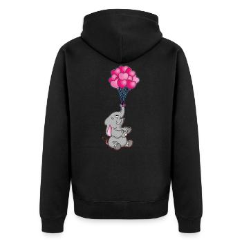 lustiger Elefant mit Herz Luftballons | Elefanten - Unisex Premium Bio Zip Hoodie - Schwarz - Hinten - Nico (187cm)