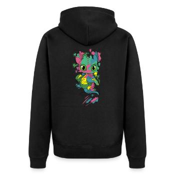 Bunter Baby Drache | Lustiger Drache Bunt - Unisex Premium Bio Zip Hoodie - Schwarz - Hinten - Nico (187cm)