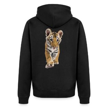 bengalischer Tiger - Unisex Premium Bio Zip Hoodie - Schwarz - Hinten - Nico (187cm)