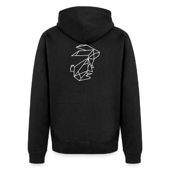 Hase Geometrisch - Unisex Premium Bio Zip Hoodie - Schwarz - Hinten - Nico (187cm)
