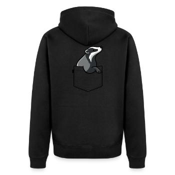 Dachs Brustasche Badger Dachsbau Honigdachs - Unisex Premium Bio Zip Hoodie - Schwarz - Hinten - Nico (187cm)
