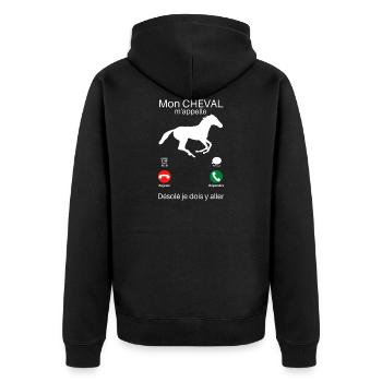 Mon cheval m'appelle désolé cadeau humoristique - Veste à capuche bio Premium Unisexe - noir - Dos - Nico (187cm)