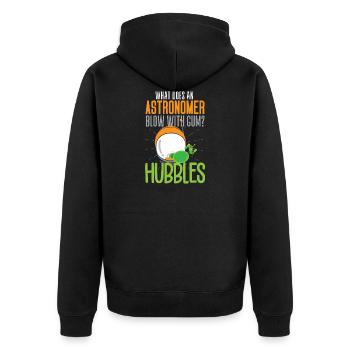 Funny space travel saying - Unisex Premium Organic Zip Hoodie - black - Back - Nico (187cm)