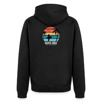 Santa Cruz Vintage CA Californien Surfer Geschenk - Unisex Premium Bio Zip Hoodie - Schwarz - Hinten - Nico (187cm)