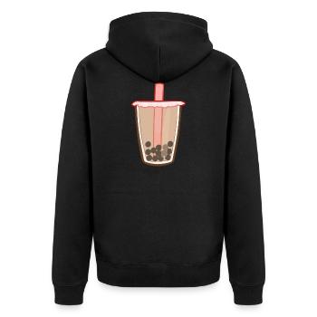 Bubble Tea Milch Tee - Unisex Premium Bio Zip Hoodie - Schwarz - Hinten - Nico (187cm)