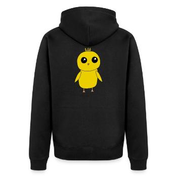 Niedliches, gelbes Küken für Tierfreunde - Unisex Premium Bio Zip Hoodie - Schwarz - Hinten - Nico (187cm)