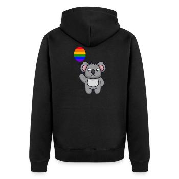 Regenbogen Ballon Koala Australien Tier LGBT - Unisex Premium Bio Zip Hoodie - Schwarz - Hinten - Nico (187cm)