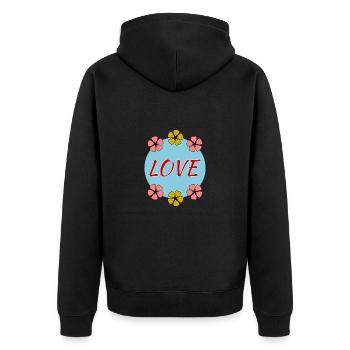 LIEBE. VALENTINSTAG. ICH LIEBE DICH. ICH LIEBE DICH. LIEBE - Unisex Premium Bio Zip Hoodie - Schwarz - Hinten - Nico (187cm)