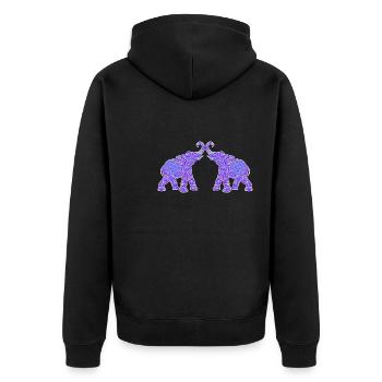 Wonderful Dot Work - Two ELEPHANTS 1 - Unisex Premium Organic Zip Hoodie - black - Back - Nico (187cm)