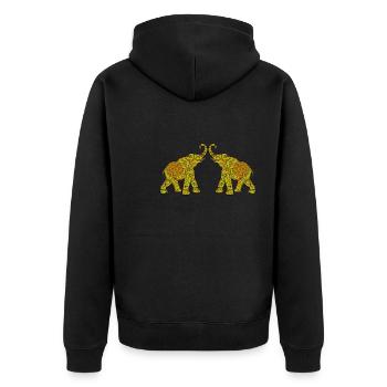Wonderful Dot Work - Two ELEPHANTS3 - Unisex Premium Organic Zip Hoodie - black - Back - Nico (187cm)