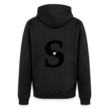 Buchstabe S Anfangsbuchstabe - Unisex Premium Bio Zip Hoodie - Schwarz - Hinten - Nico (187cm)