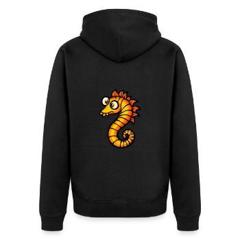 Seepferd Halloween Comic Zombie - Unisex Premium Bio Zip Hoodie - Schwarz - Hinten - Nico (187cm)