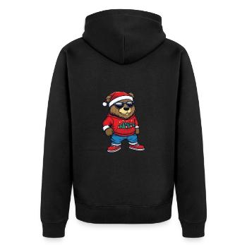 Bear Christmas Ugly Christmas - Unisex Premium Organic Zip Hoodie - black - Back - Nico (187cm)