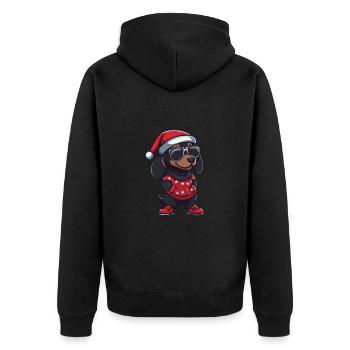 Teckel chien Noël moche Noël teckel - Veste à capuche bio Premium Unisexe - noir - Dos - Nico (187cm)