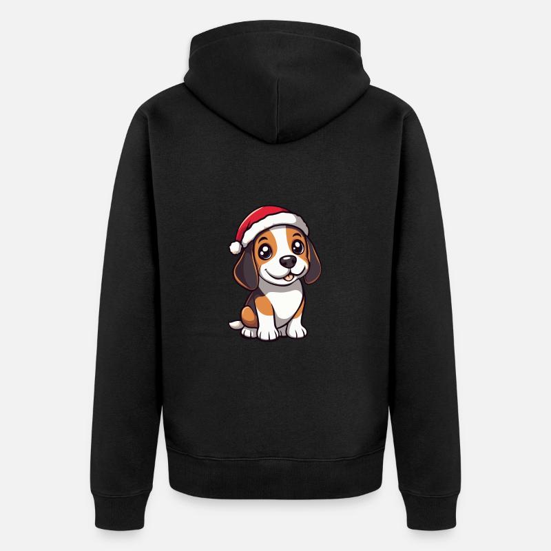 Beagle chien Noël mignon - Veste à capuche bio Premium Unisexe - noir