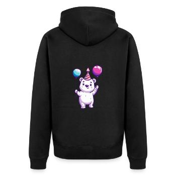 Polar Bear Polar Bear Birthday Baby - Unisex Premium Organic Zip Hoodie - black - Back - Nico (187cm)