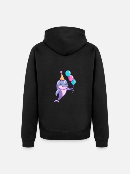 Dolphin Birthday Baby - Unisex Premium Organic Zip Hoodie - black