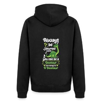 Urzeit Stegosaurus Rex Raptor - Unisex Premium Bio Zip Hoodie - Schwarz - Hinten - Nico (187cm)
