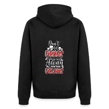 Drogenfrei Drogen Cannabis Sauber - Unisex Premium Bio Zip Hoodie - Schwarz - Hinten - Nico (187cm)