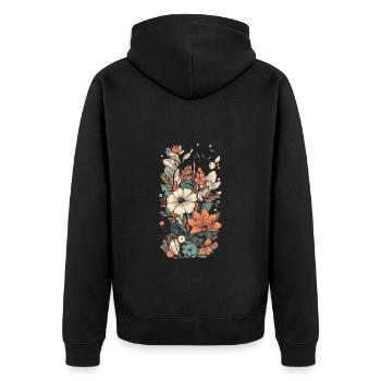 Wunderschönes Boho Blumen Herbarium Bouquet - Unisex Premium Bio Zip Hoodie - Schwarz - Hinten - Nico (187cm)