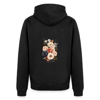 Wunderschönes Boho Blumen Herbarium Pastell - Unisex Premium Bio Zip Hoodie - Schwarz - Hinten - Nico (187cm)
