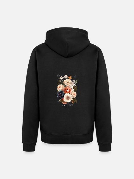 Beautiful boho flower herbarium pastel - Unisex Premium Organic Zip Hoodie - black